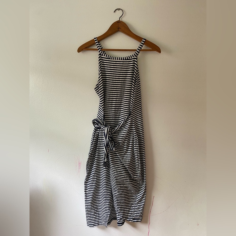 Navy & White Striped Wrap Dress